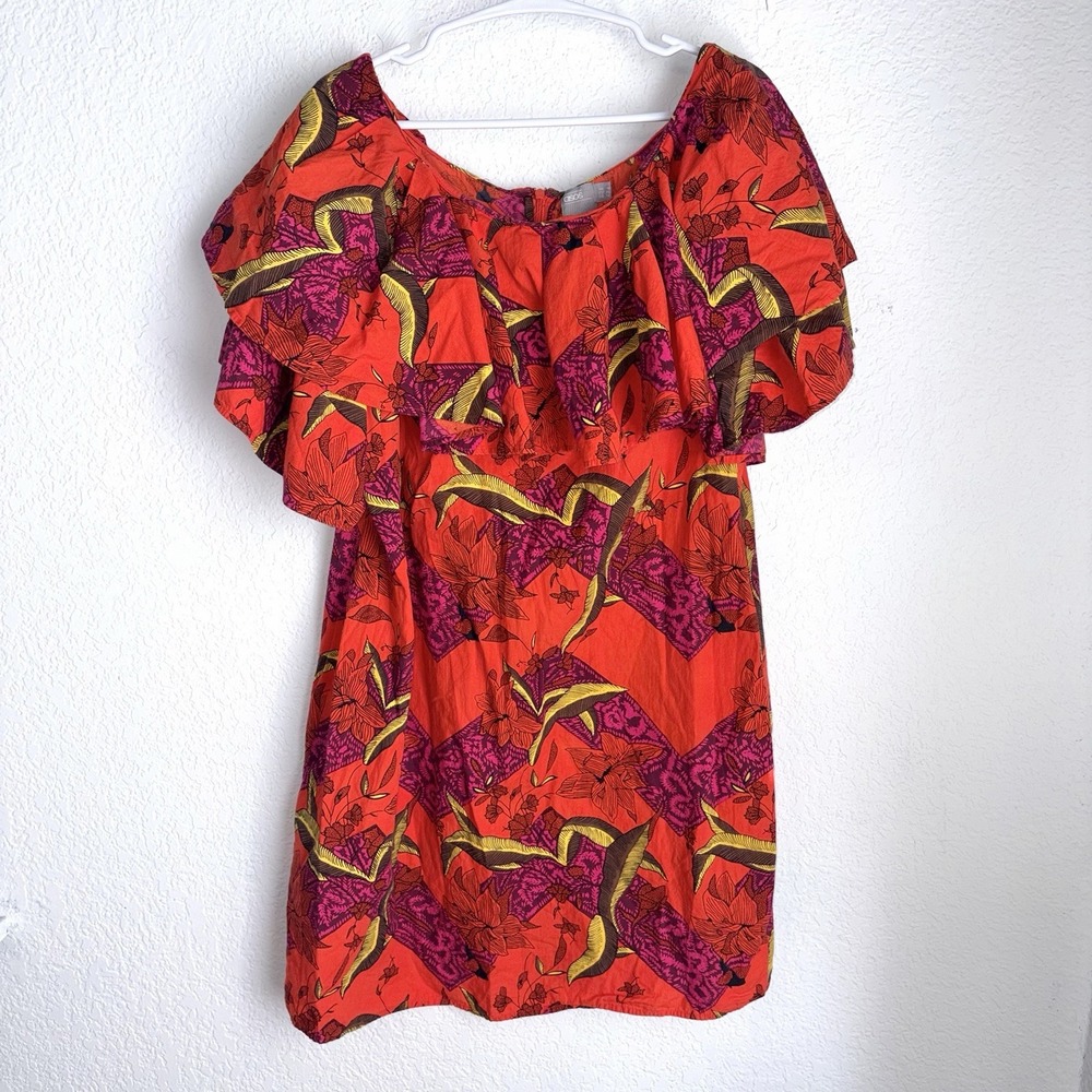 ASOS Nordstrom Women's 100% Cotton Bohemian Ruffle Dress Tropical Size 18
